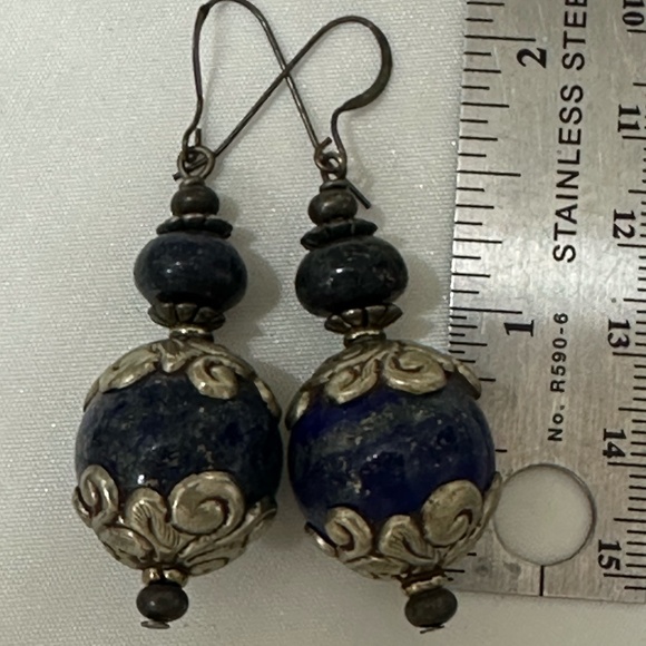 Large Lapis/Chrysocolla Necklace with Earrings - Artisan Handmade - Picture 9 of 14